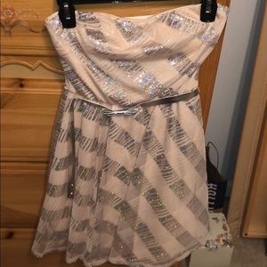 Sweetheart Neckline Tan Minidress